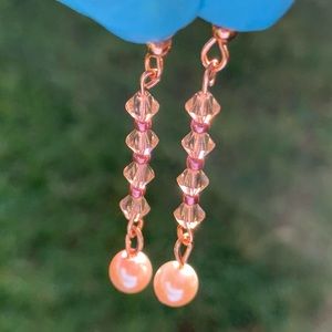 Swarovski crystal bead earrings with glass pearl